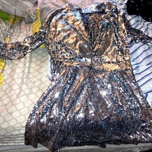 Silver shiny sequins dress